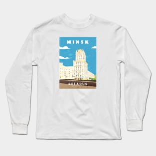 Minsk, Belarus.Retro travel poster Long Sleeve T-Shirt